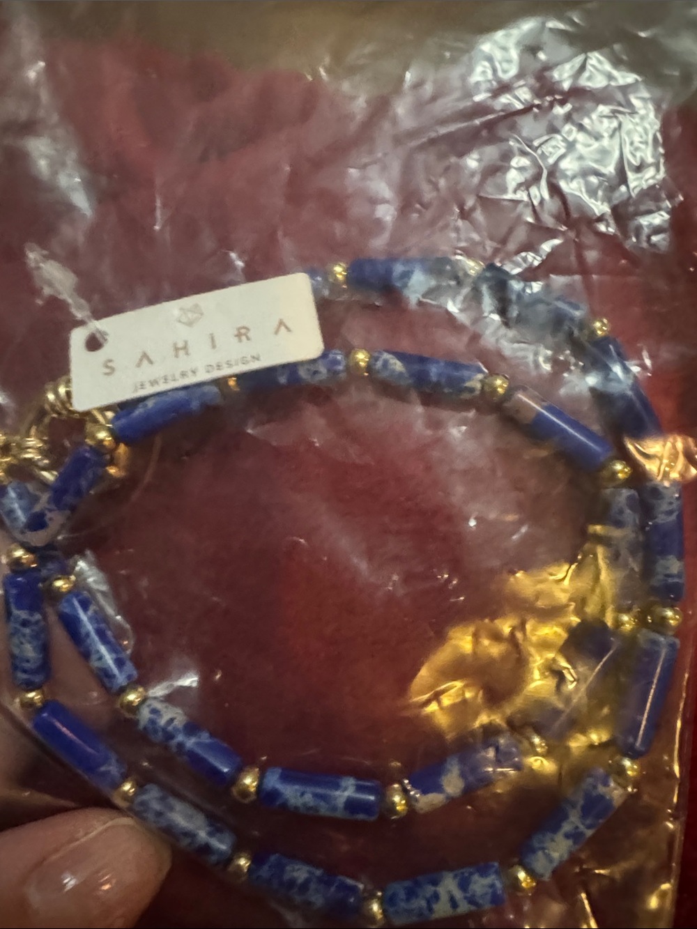 Sahira Jewelry Design Lapis Toggle Necklace 18” NWT